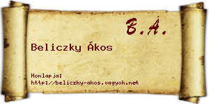 Beliczky Ákos névjegykártya